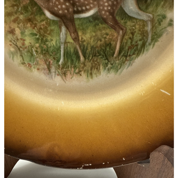 Old Latona Taylor Smith Taylor Hand Painted Plate Deer Rack Landscape Signed - Picture 5 of 13